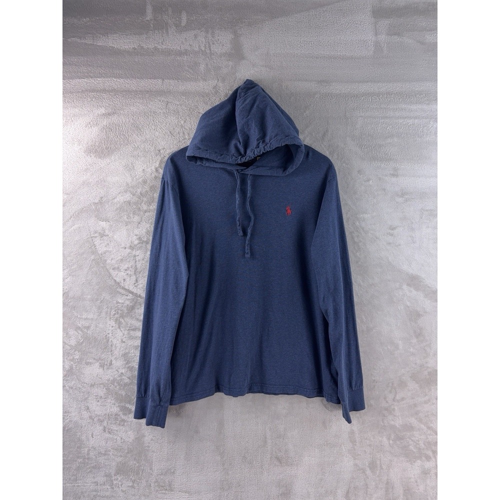 Polo Ralph Lauren Hooded Jersey T Shirt Mens Size Large Blue Casual Preppy